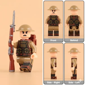 Minifigure - British Army Lewis Gun Assistant (with Drum Pouches & Bayonet) WWI (LEGO Compatible) Minifigure - British Army Lewis Gun Assistant (with Drum Pouches & Bayonet) WWI (LEGO Compatible)