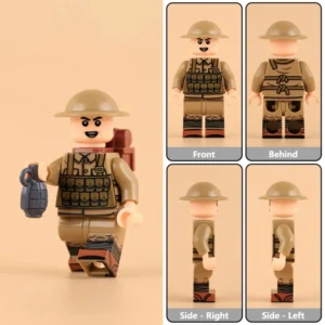 Minifigure - British Army Trench Grenadier Bomber (with Grenade Vest) WWI (LEGO Compatible) Minifigure - British Army Trench Grenadier Bomber (with Grenade Vest) WWI (LEGO Compatible)
