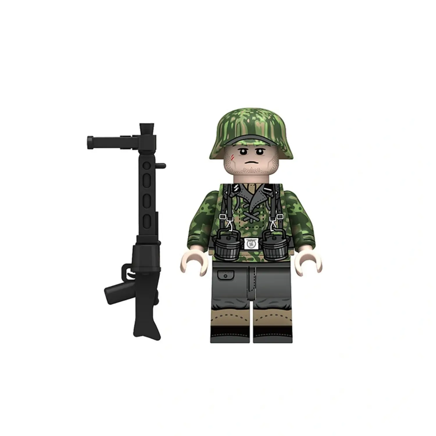 Minifigure - German German Waffen-SS Machine Gunner WWII (LEGO Compatible) Minifigure - German German Waffen-SS Machine Gunner WWII (LEGO Compatible)