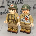 U.S. Army Combat Medic and Wounded Soldier (Bandaged Casualty) WWII - Custom Printed Brick Block Figure