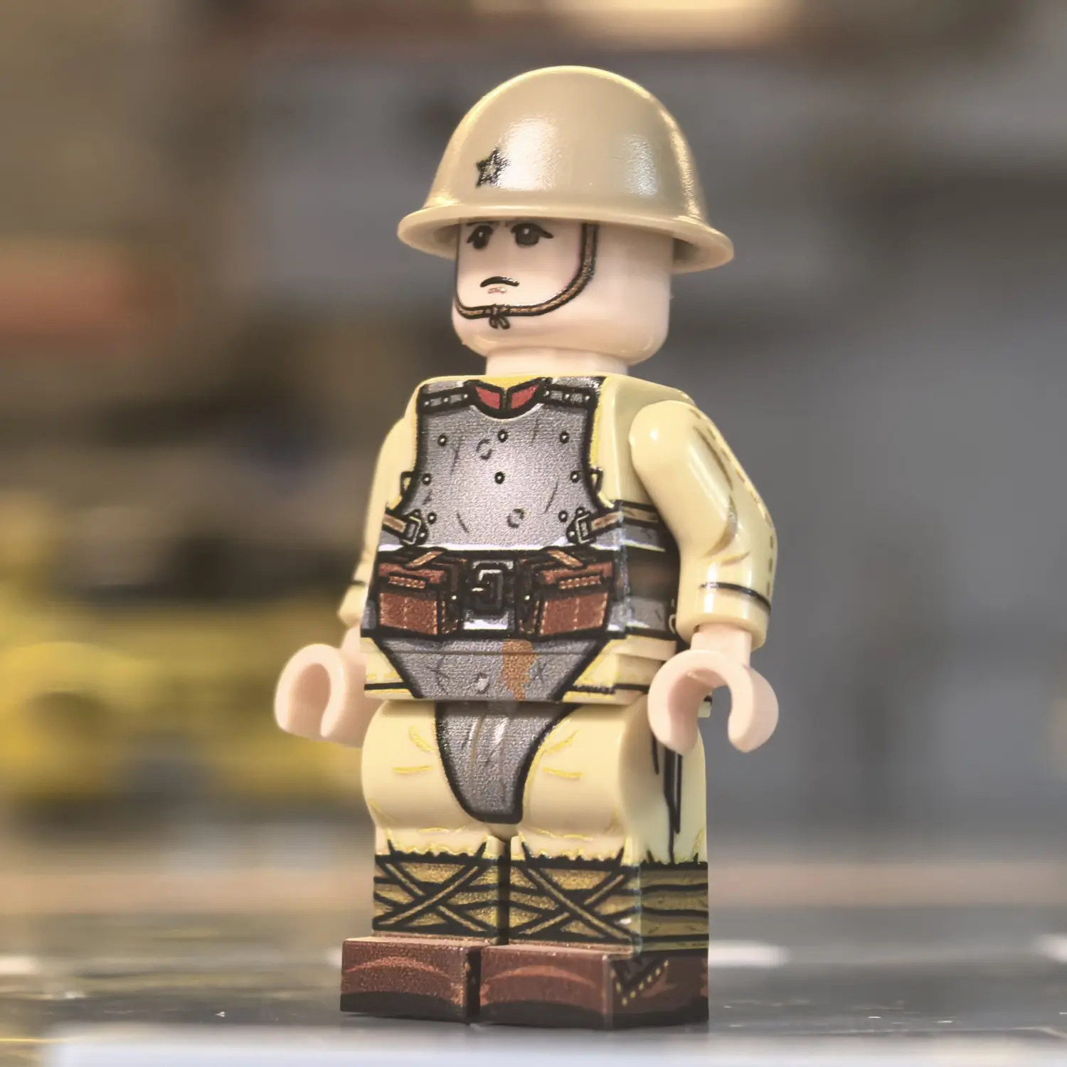 the left side of the Minifigure – Imperial Japanese Army Assault Infantry (with Body Armor) WWII (LEGO Compatible) the left side of the Minifigure – Imperial Japanese Army Assault Infantry (with Body Armor) WWII (LEGO Compatible)