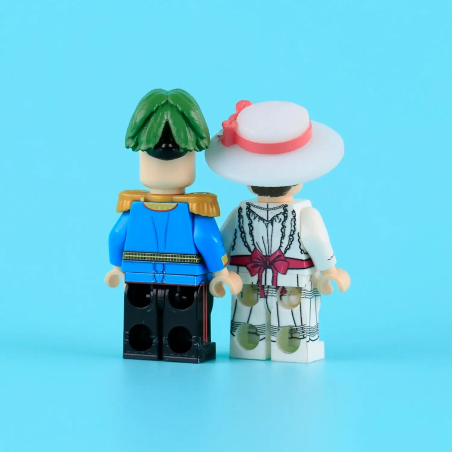 the back of the Minifigure - Archduke Franz Ferdinand & Sophie Austro-Hungarian Royal Couple WWI (LEGO Compatible) Archduke Franz Ferdinand & Sophie Austro-Hungarian Royal Couple WWI - Custom Printed Brick Block Figure