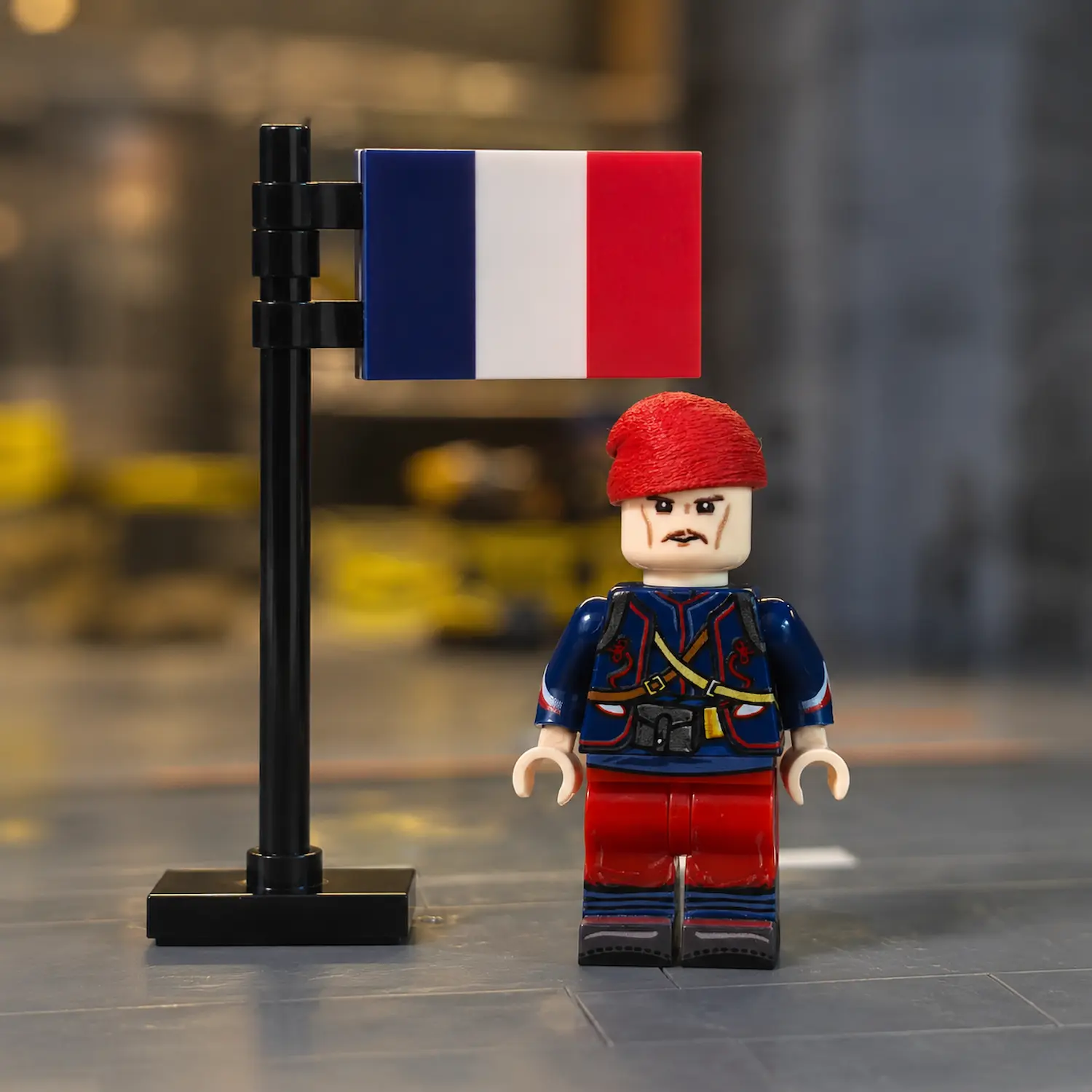 French 2nd Zouave Regiment Infantryman (early Wwi Late 19th Century) Custom Printed Brick Block Figure With National Flag Of France