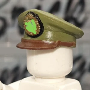 Type 46 Military Peaked Cap (Olive Green) - Custom 3D Printed Miniature Accessory Parts Pieces for Brick Block Figures Type 46 Military Peaked Cap (olive Green) Custom 3d Printed Miniature Accessory Parts Pieces For Brick Block Figures