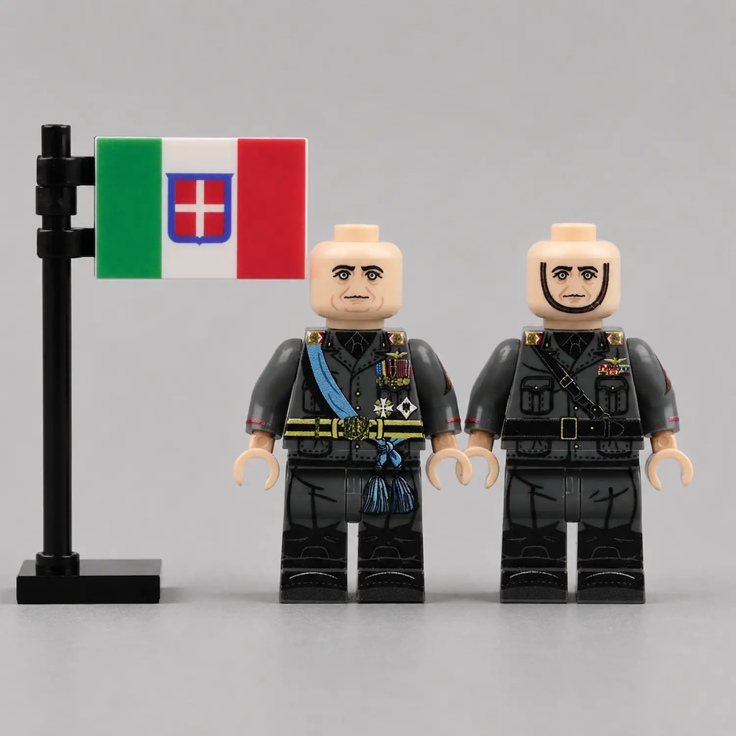 Benito Mussolini Fascist Italy First Marshal Of The Empire Wwii Series Custom Printed Brick Block Figure With National Flag Of The Kingdom Of Italy Regno D’italia