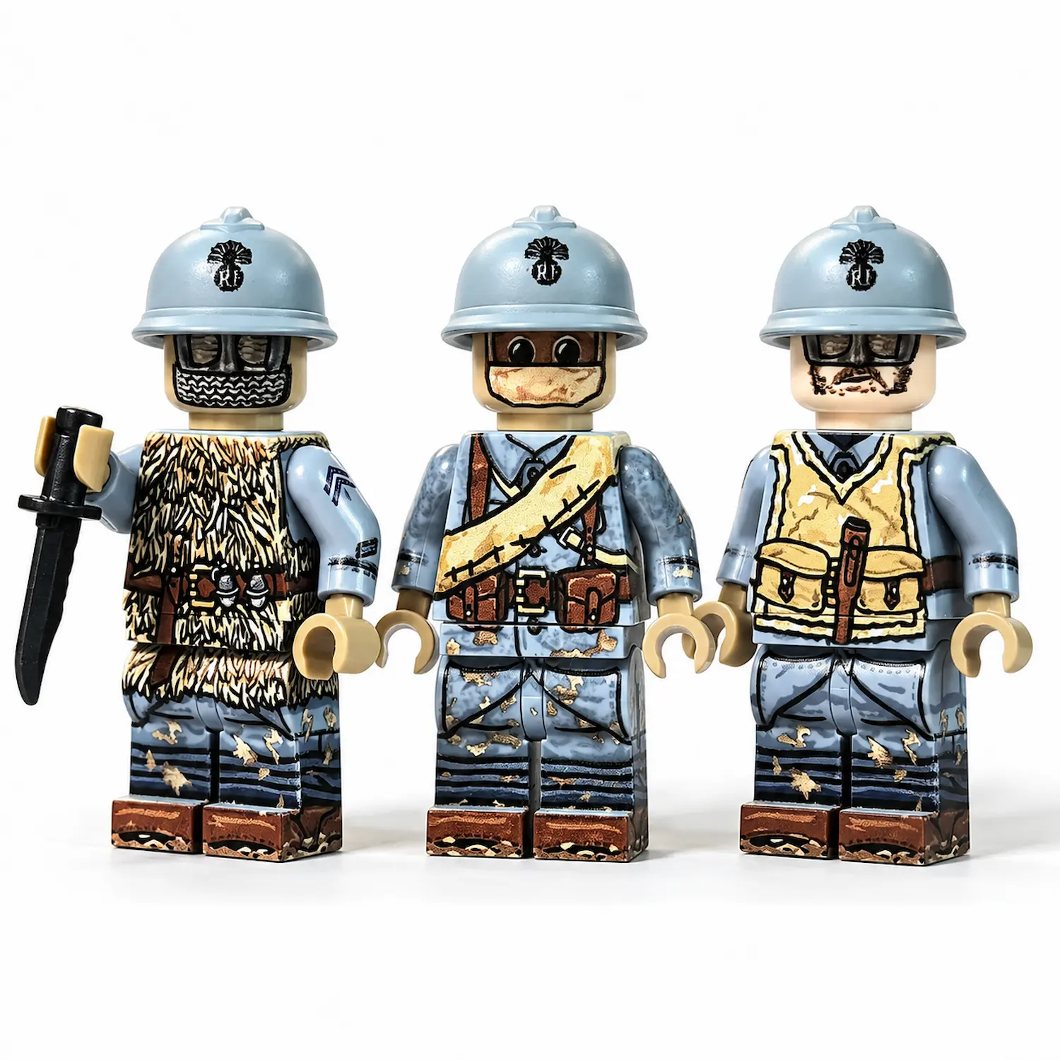 French Army Trench Hunters Wwi Custom Printed Brick Block Figure 2