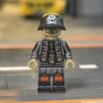 German Stormtrooper Trench Raider with Gas Mask WWI and dark grey combat helmet modeled after the classic German Stahlhelm - Custom Printed Brick Block Figure