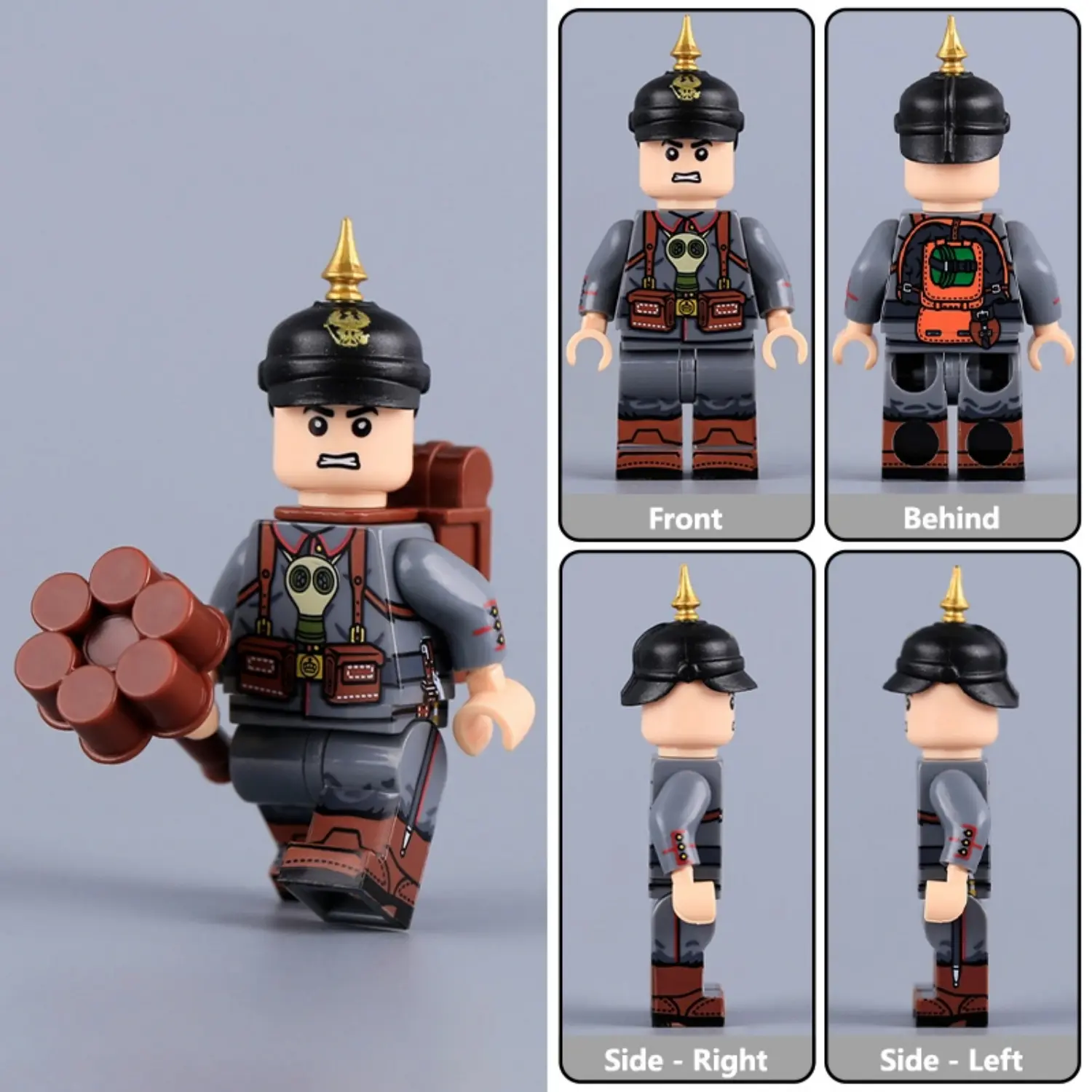 Imperial German Prussian Soldier (grenadier Trench Fighter) Wwi Custom Printed Brick Block Figure