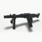MG34 Machine Gun with Bipod and Ammo Belt (Black) - Custom 3D Printed Miniature Accessory Parts Pieces for Brick Block Figure