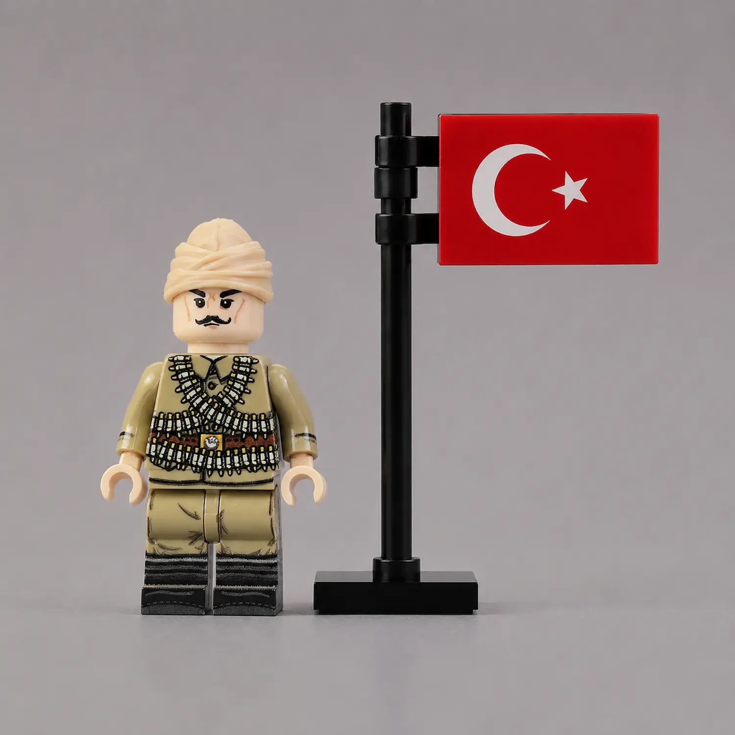 Ottoman Irregular Militiaman Post Wwi Custom Printed Brick Block Figure With National Flag Of Turkey (türkiye)