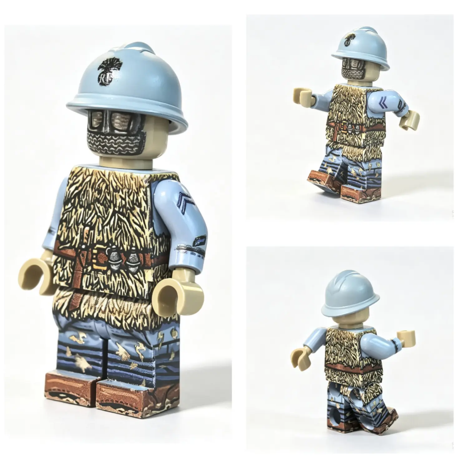 all sides of French Army Trench Hunter (Straw Camouflage) WWI - Custom Printed Brick Block Figure All Sides Of French Army Trench Hunter (straw Camouflage) Wwi Custom Printed Brick Block Figure