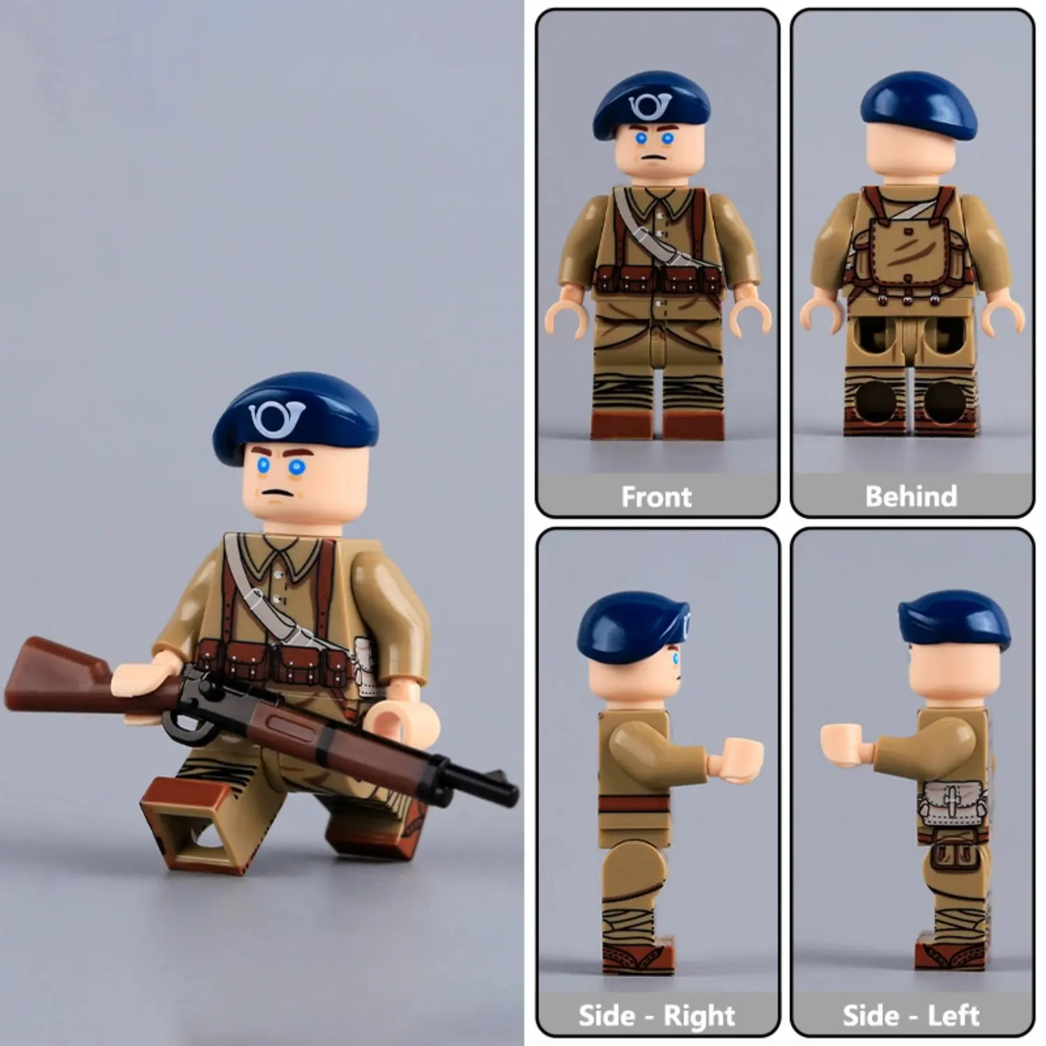all sides of French Mountain Infantry Alpine Troop (Khaki Uniform Variant) WW2 - Custom Printed Brick Block Figure All Sides Of French Mountain Infantry Alpine Troop (khaki Uniform Variant) Ww2 Custom Printed Brick Block Figure
