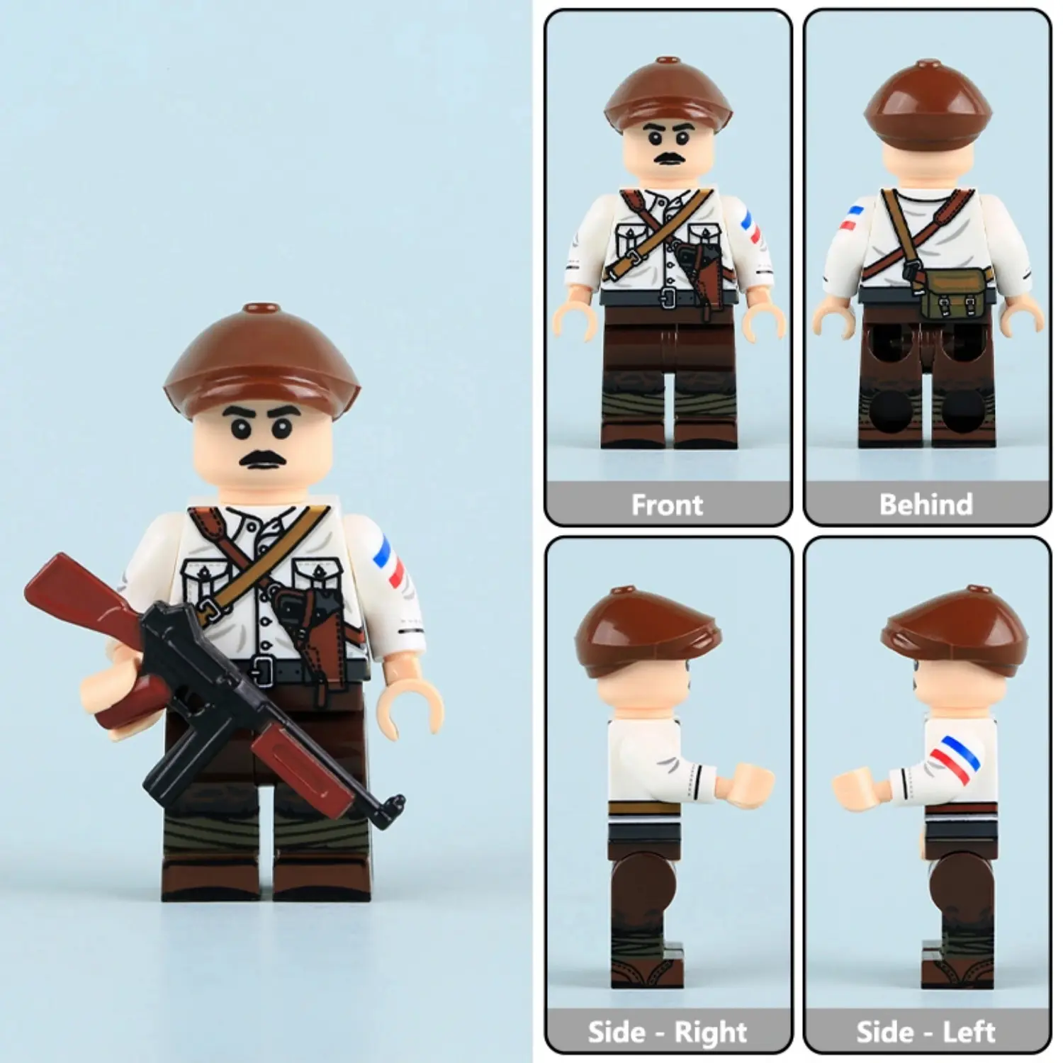 all sides of French Resistance (Forces of the Interior) Commander WW2 - Custom Printed Brick Block Figure All Sides Of French Resistance (forces Of The Interior) Commander Ww2 Custom Printed Brick Block Figure