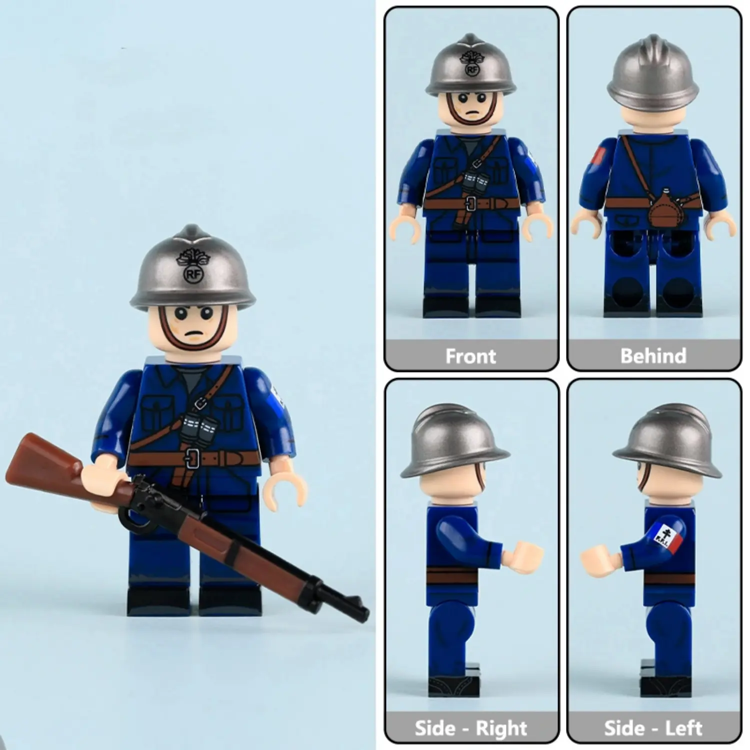 All Sides Of French Resistance (forces Of The Interior) Rifleman Ww2 Custom Printed Brick Block Figure