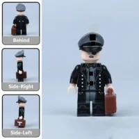 all sides of German Officer (Eyepatch & Briefcase Variant) (WWII) - Custom Printed Brick Block Figure All Sides Of German Officer (eyepatch & Briefcase Variant) (wwii) Custom Printed Brick Block Figure