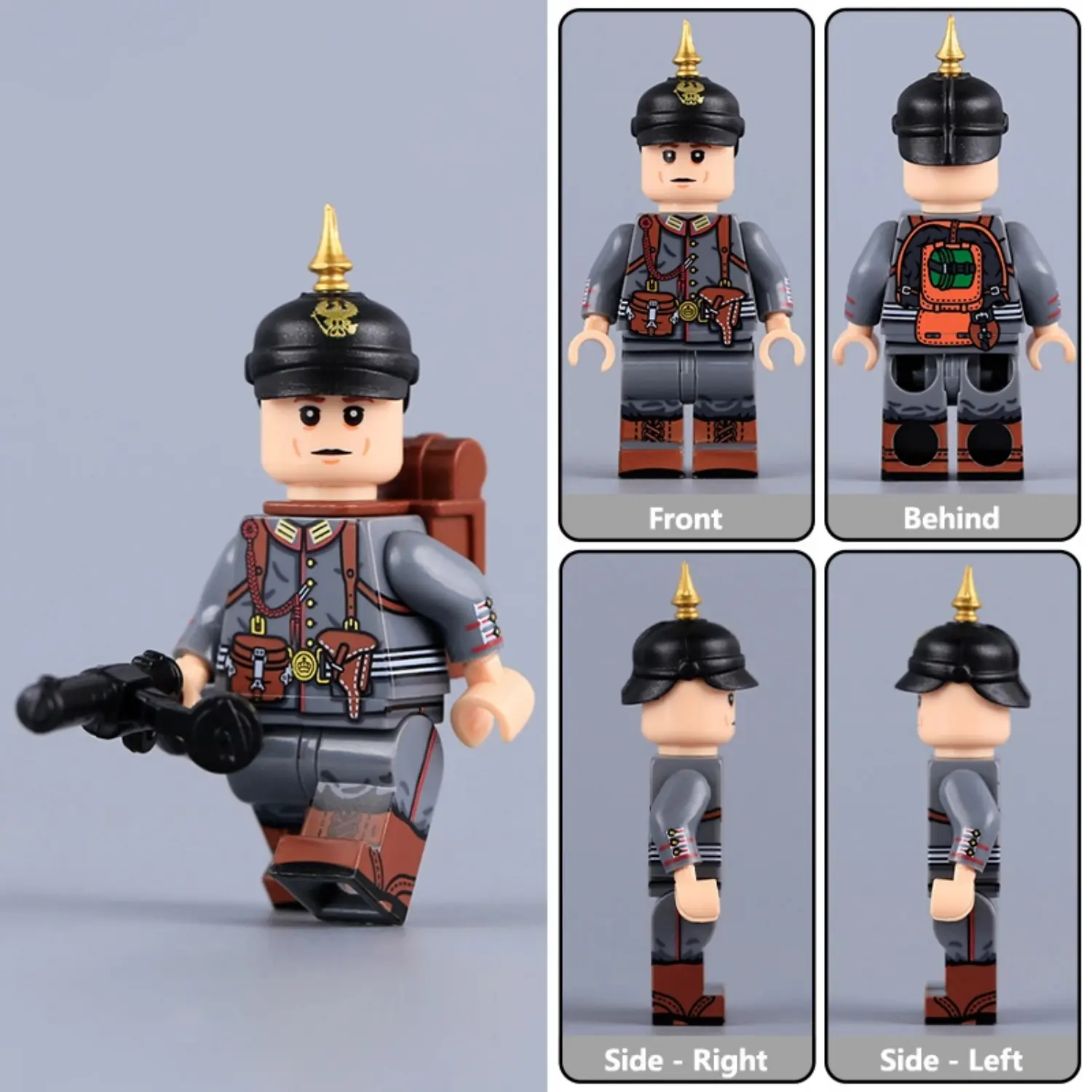 all sides of Imperial German (Prussian) Officer WWI - Custom Printed Brick Block Figure All Sides Of Imperial German (prussian) Officer Wwi Custom Printed Brick Block Figure