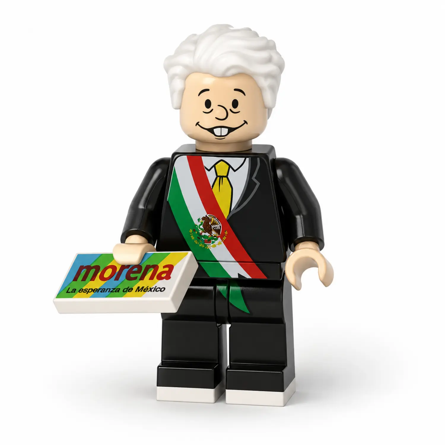 65th President Of Mexico Andrés Manuel López Obrador (classic Amlito Caricature Edition) Custom Printed Brick Block Figure