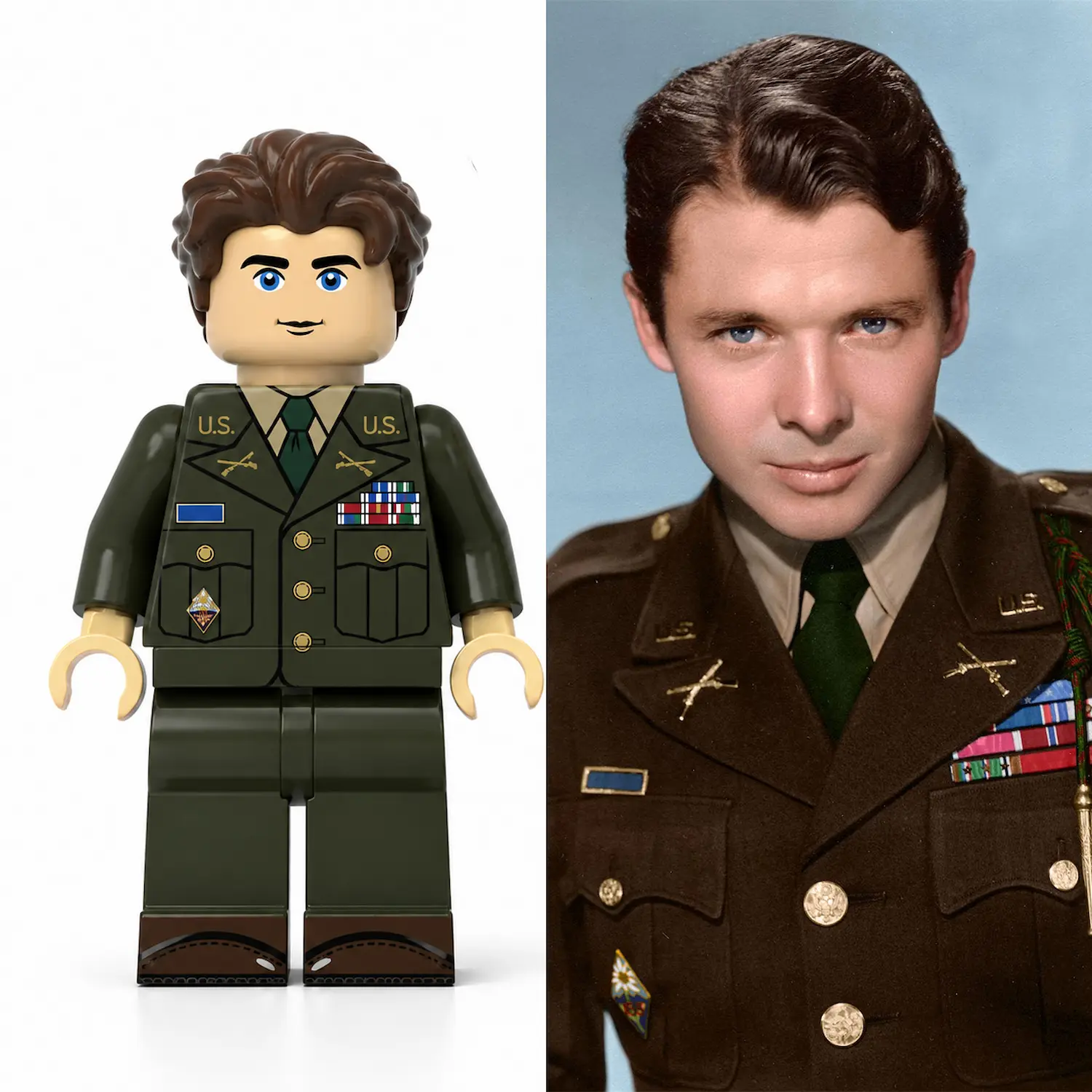 Audie Murphy (Officer Service Uniform Edition) Most Decorated U.S. Soldier WWII - Custom Printed Brick Block Figure with real person Audie Murphy (officer Service Uniform Edition) Most Decorated U.s. Soldier Wwii Custom Printed Brick Block Figure With Real Person