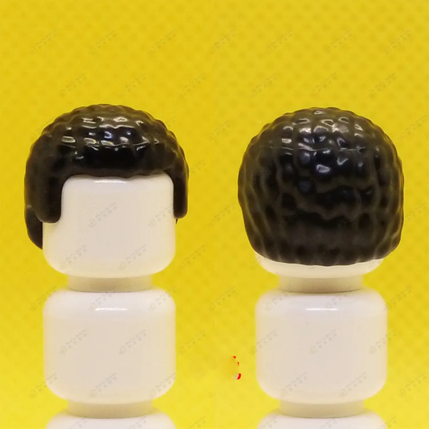 Black Short Curly Hairpiece Custom 3d Printed Miniature Accessory Parts Pieces For Brick Block Figures