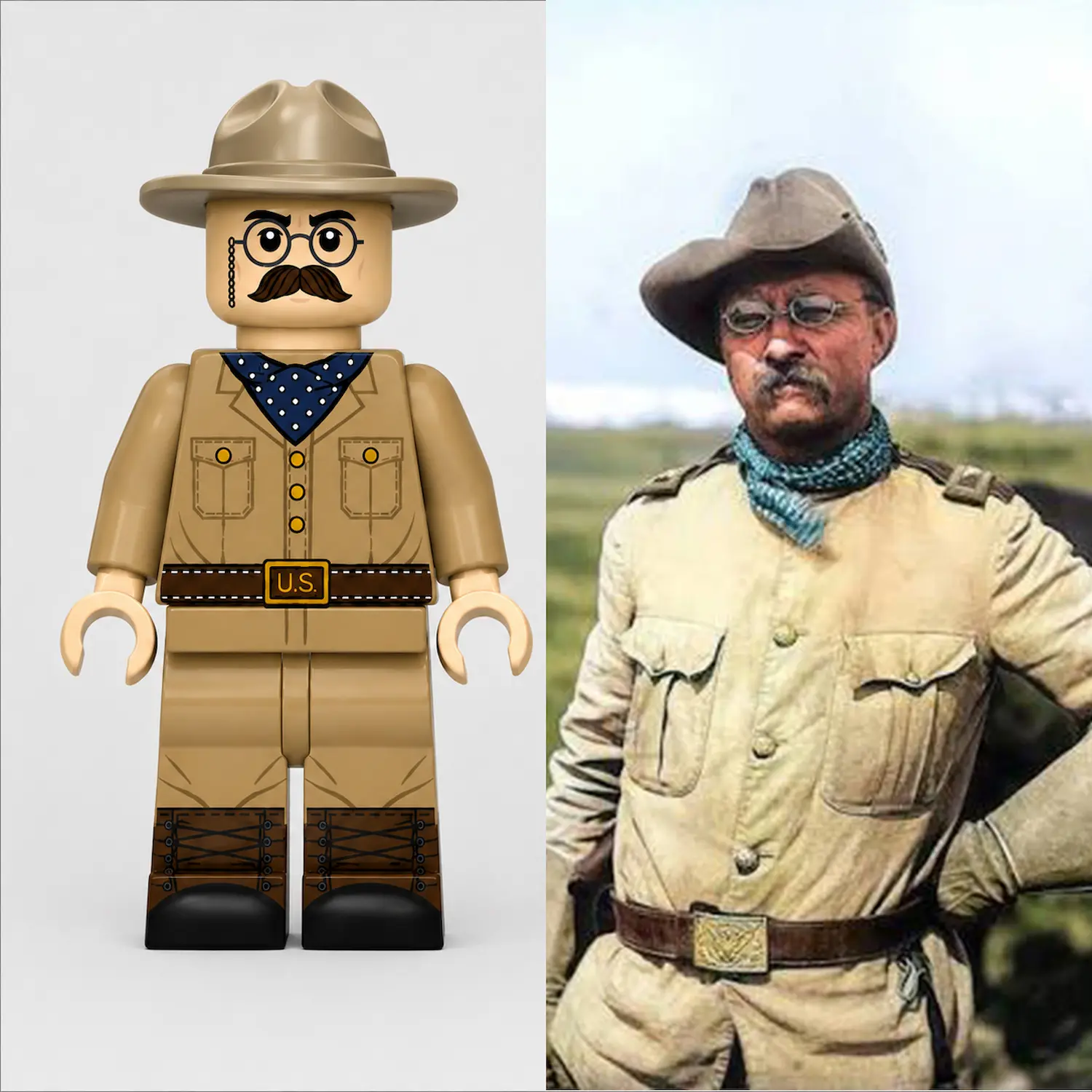 Colonel Theodore Teddy Roosevelt Spanish American War Rough Rider Custom Printed Brick Block Figure With Real Person