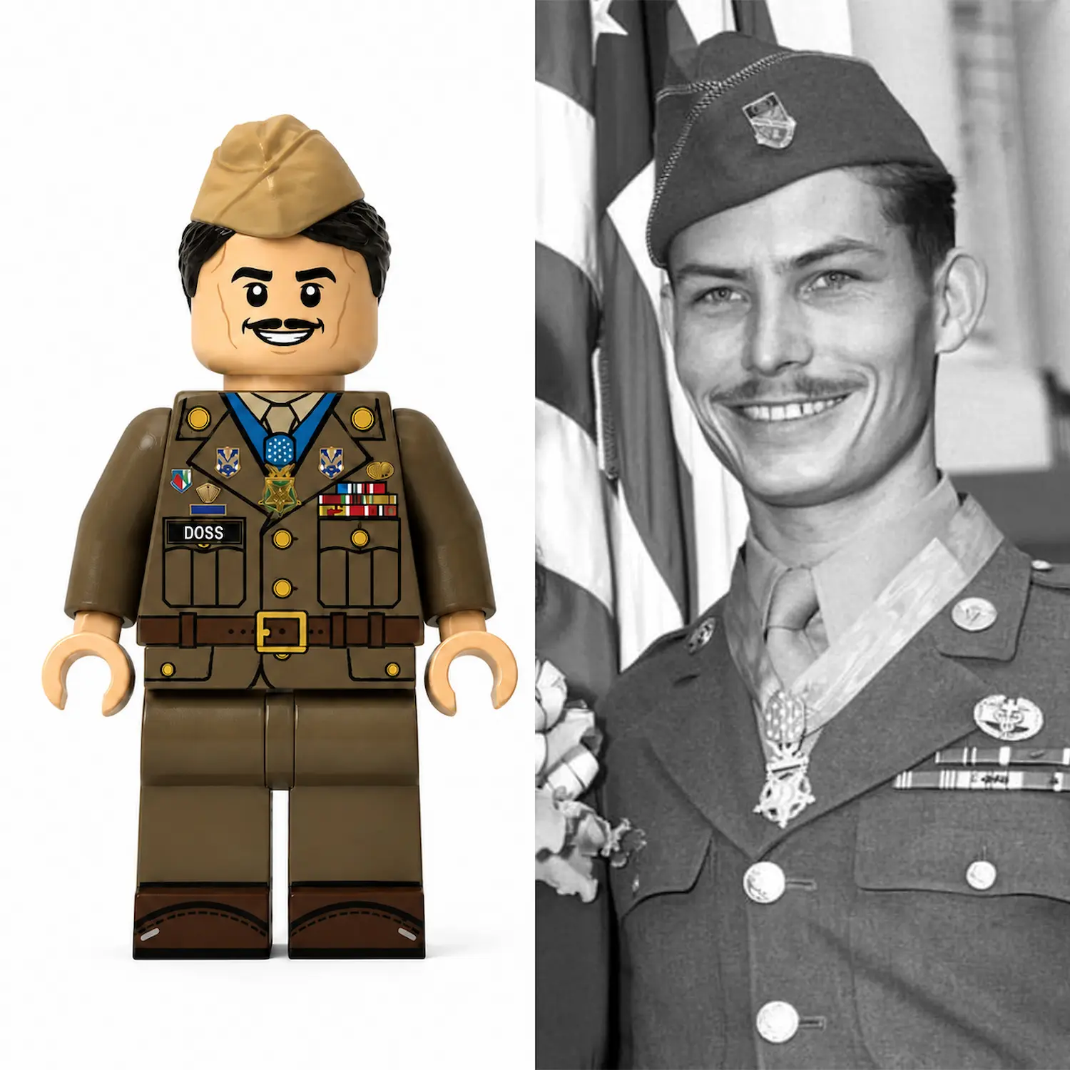 Desmond Doss Medal of Honor Recipient US Army Combat Medic (Service Uniform Edition) WWII - Custom Printed Brick Block Figure with real person Desmond Doss Medal Of Honor Recipient Us Army Combat Medic (service Uniform Edition) Wwii Custom Printed Brick Block Figure With Real Person