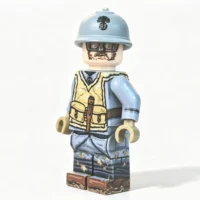 French Trench Hunter Grenadier With Canvas Assault Vest & Combat Goggles Wwi Custom Printed Brick Block Figure