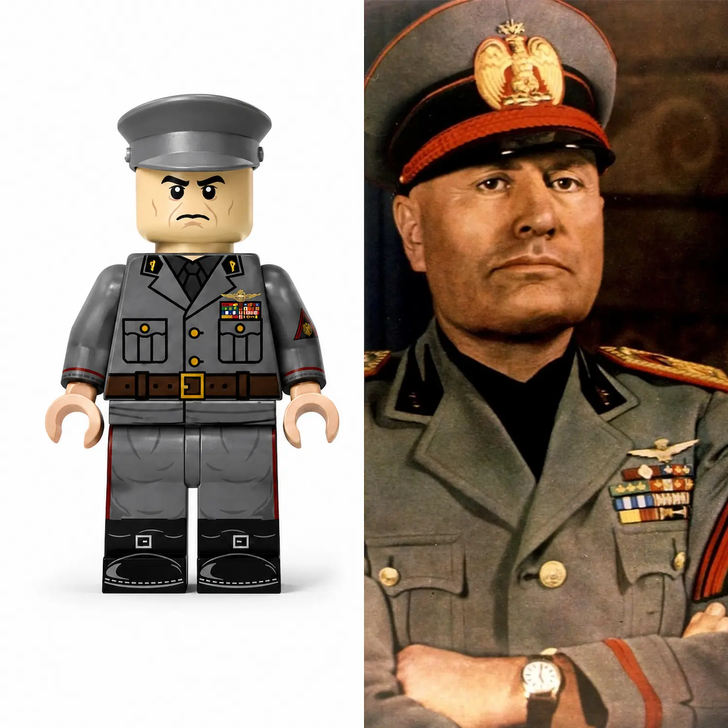 Italian Leader Benito Mussolini (military Uniform) Wwii Custom Printed Brick Block Figure With Real Person