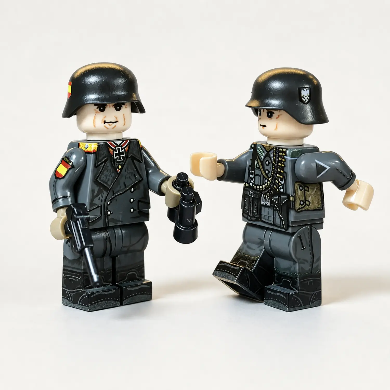 Spanish Blue Division Building Block Figures (general & Machine Gunner) Wwii Custom Printed Brick Block Figure