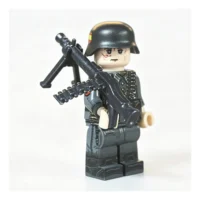Spanish Blue Division Machine Gunner (ametrallador De La División Azul) Wwii Custom Printed Brick Block Figure With Machine Gun