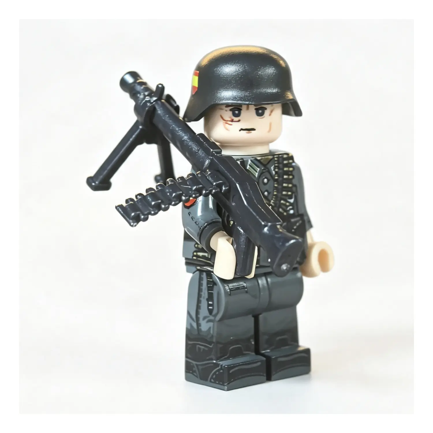Spanish Blue Division Machine Gunner (ametrallador De La División Azul) Wwii Custom Printed Brick Block Figure With Machine Gun