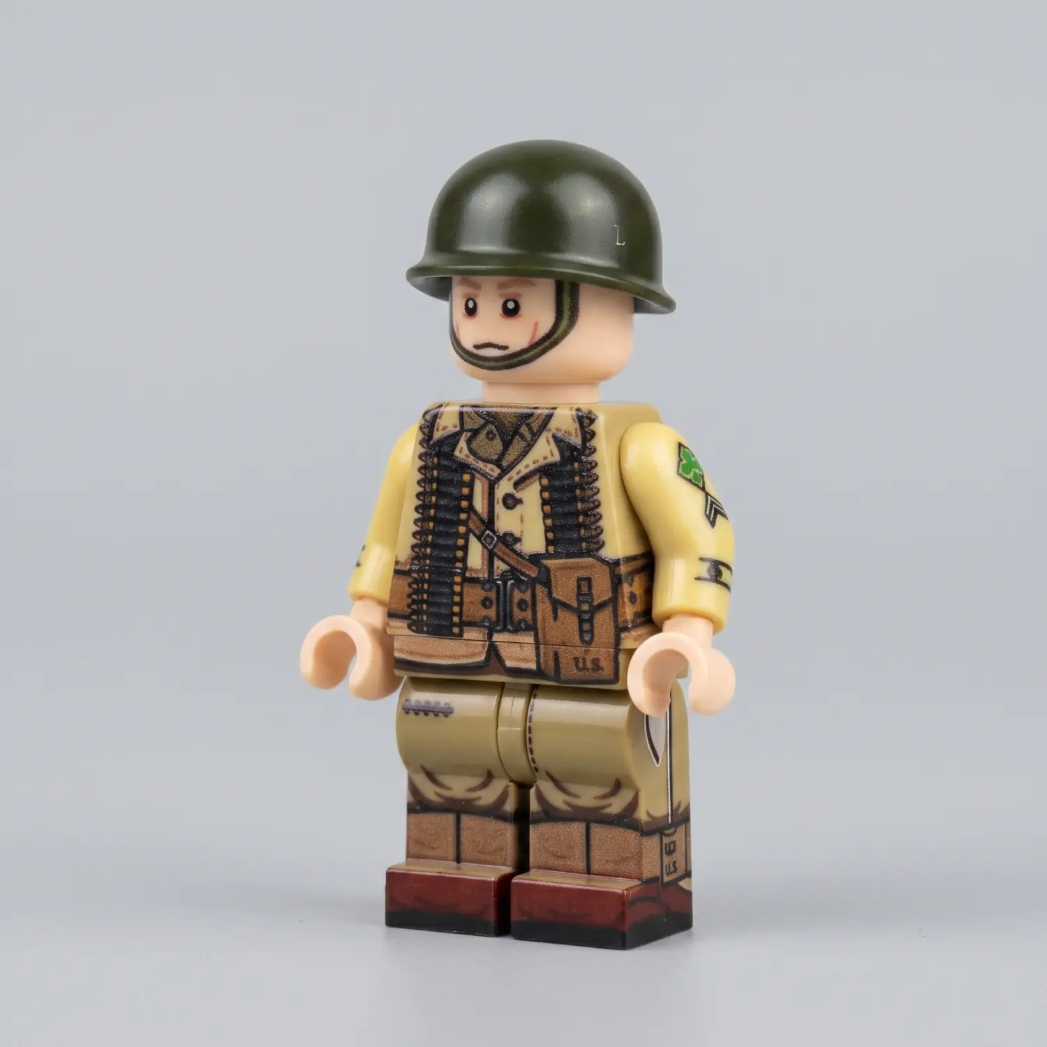 Us Army 4th Infantry Division Browning Machine Gunner (western Front Edition) Wwii Custom Printed Brick Block Figure