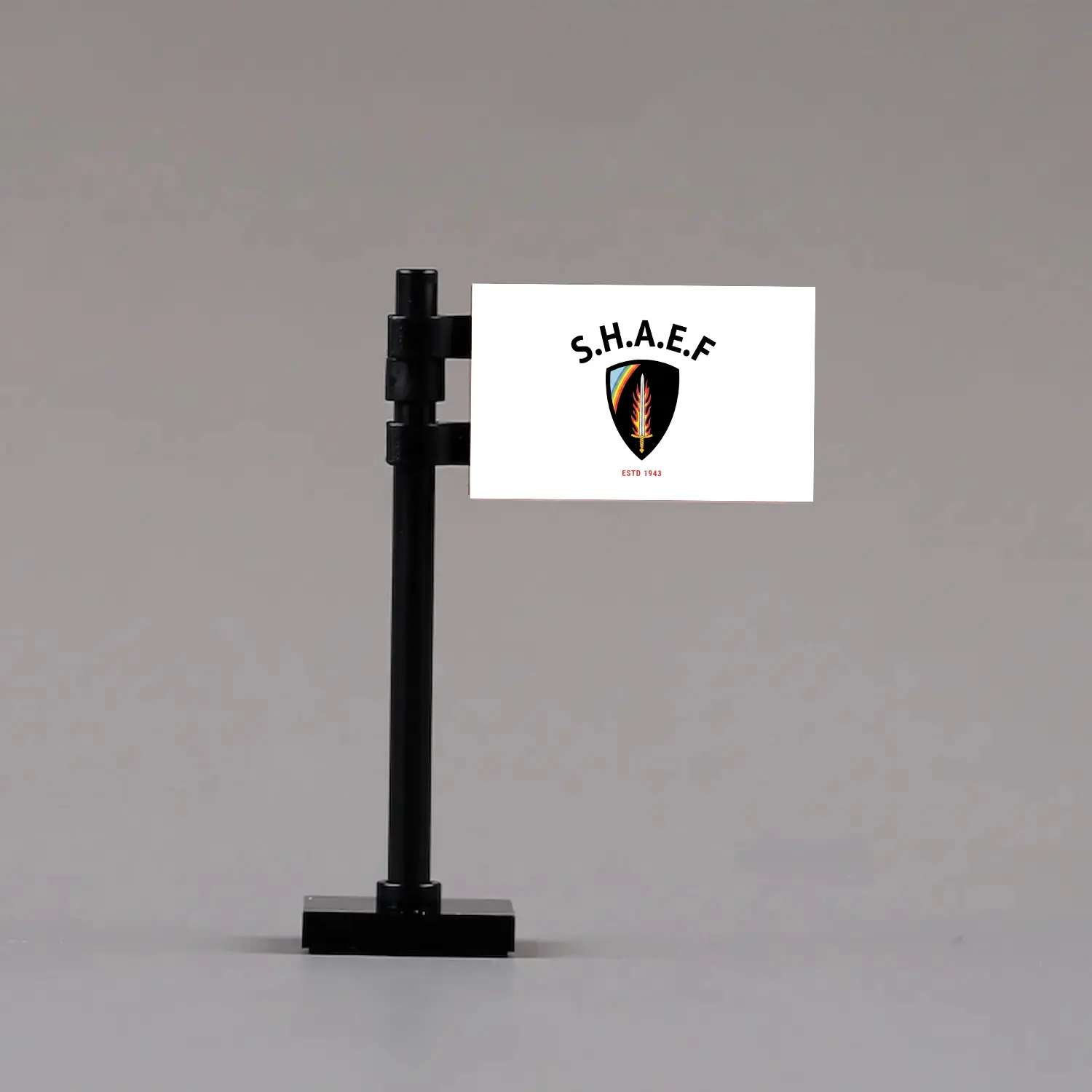 WWII S.H.A.E.F. (Supreme Headquarters Allied Expeditionary Force) Commemorative Flag Assembly - Custom 3D Printed Miniature Accessory Parts Pieces for Brick Block Figures Wwii S.h.a.e.f. (supreme Headquarters Allied Expeditionary Force) Commemorative Flag Assembly Custom 3d Printed Miniature Accessory Parts Pieces For Brick Block Figures