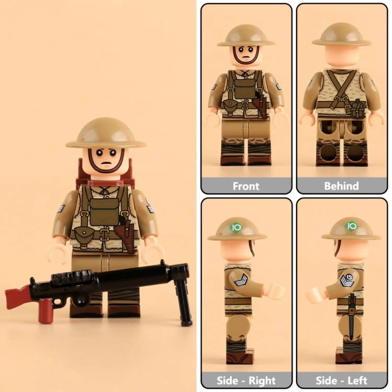 all sides of British Army Manchester Regiment Machine Gunner WWI - Custom Printed Brick Block Figure All Sides Of British Army Manchester Regiment Machine Gunner Wwi Custom Printed Brick Block Figure