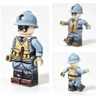 All Sides Of French Trench Hunter Grenadier With Canvas Assault Vest & Combat Goggles Wwi Custom Printed Brick Block Figure