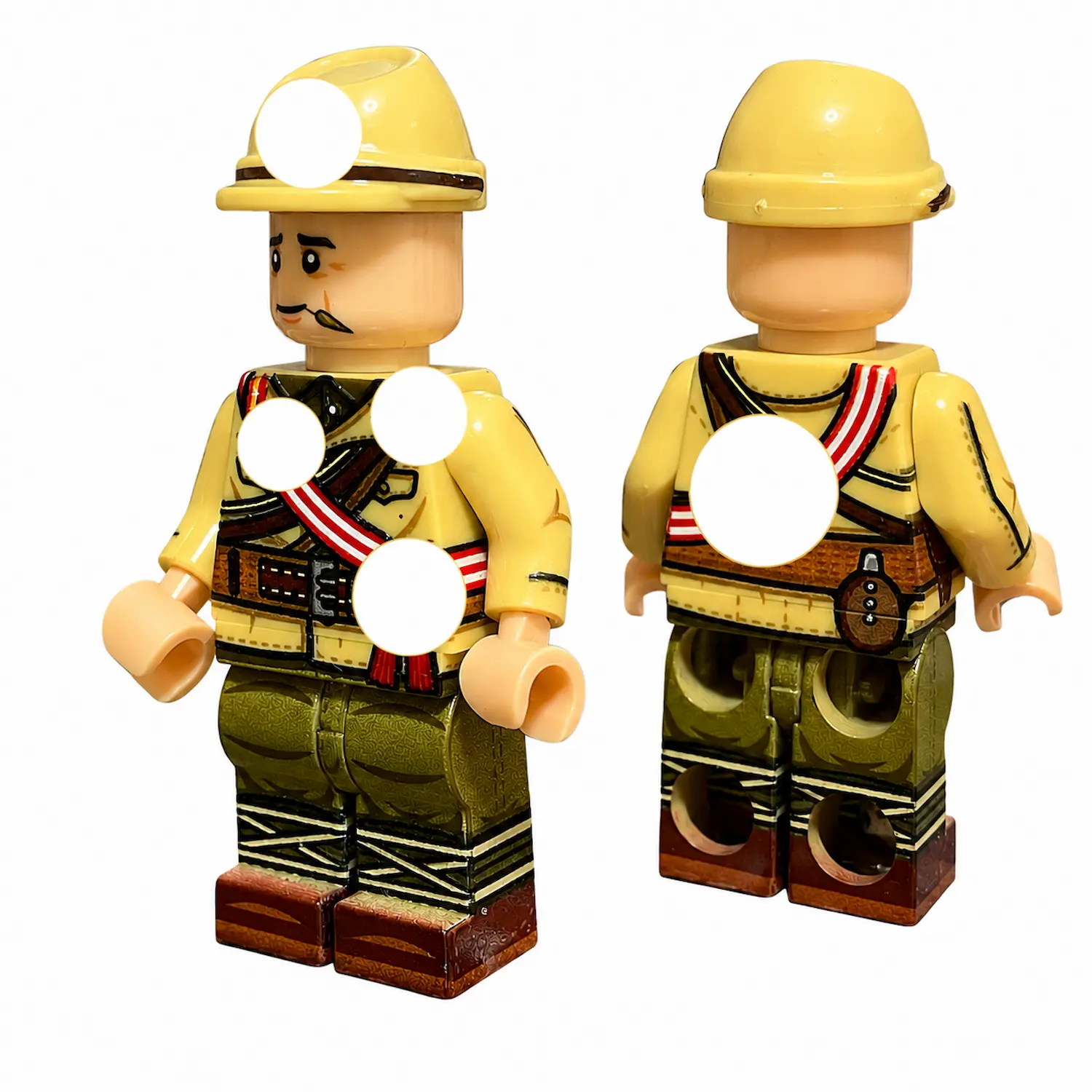 The Front And Back Of Imperial Japanese Army (ija) Tropical Patrol Soldier Wwii Custom Printed Brick Block Figure