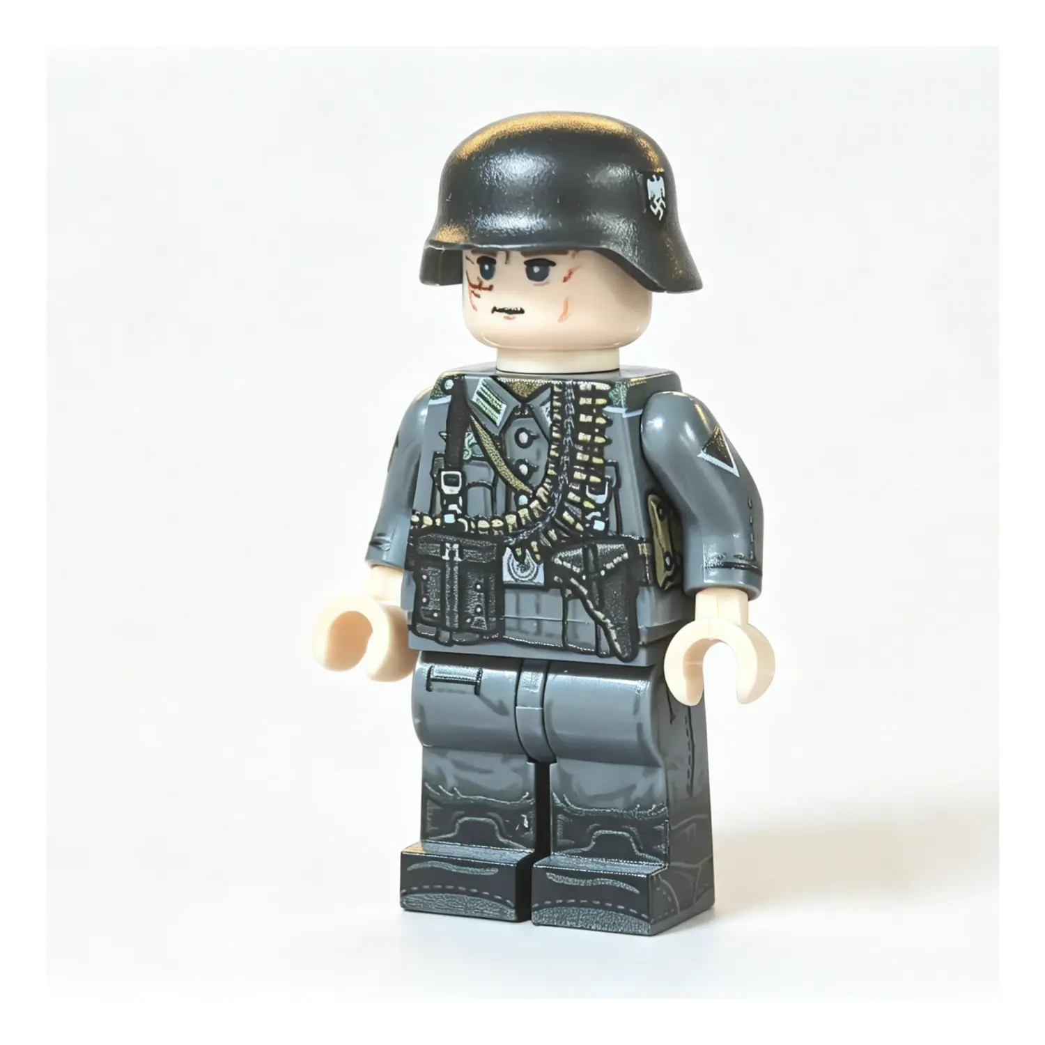 The Front Of Spanish Blue Division Machine Gunner (ametrallador De La División Azul) Wwii Custom Printed Brick Block Figure