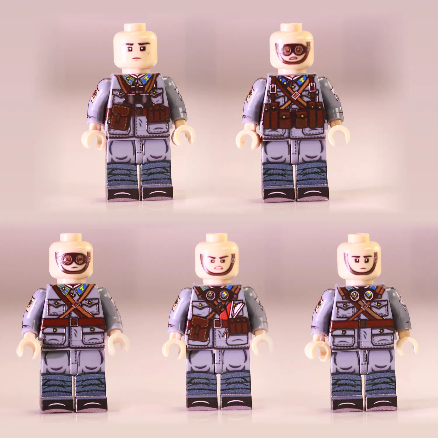 Chinese Anti-Aircraft Artillery Squad Five Figures Republican Era Two-Row Collection – Custom Printed Brick Block Figure Chinese Anti Aircraft Artillery Squad Five Figures Republican Era Two Row Collection – Custom Printed Brick Block Figure