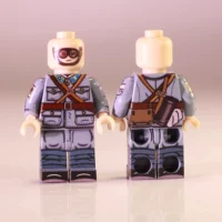 Chinese Anti Aircraft Gunner (goggles And Cross Straps) Republican Era Front And Rear Views – Custom Printed Brick Block Figure