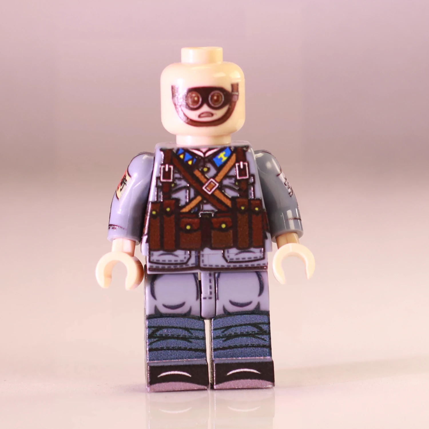 Chinese Anti-Aircraft Gunner (Goggles and Pouches) Republican Era Front View – Custom Printed Brick Block Figure Chinese Anti Aircraft Gunner (goggles And Pouches) Republican Era Front View – Custom Printed Brick Block Figure
