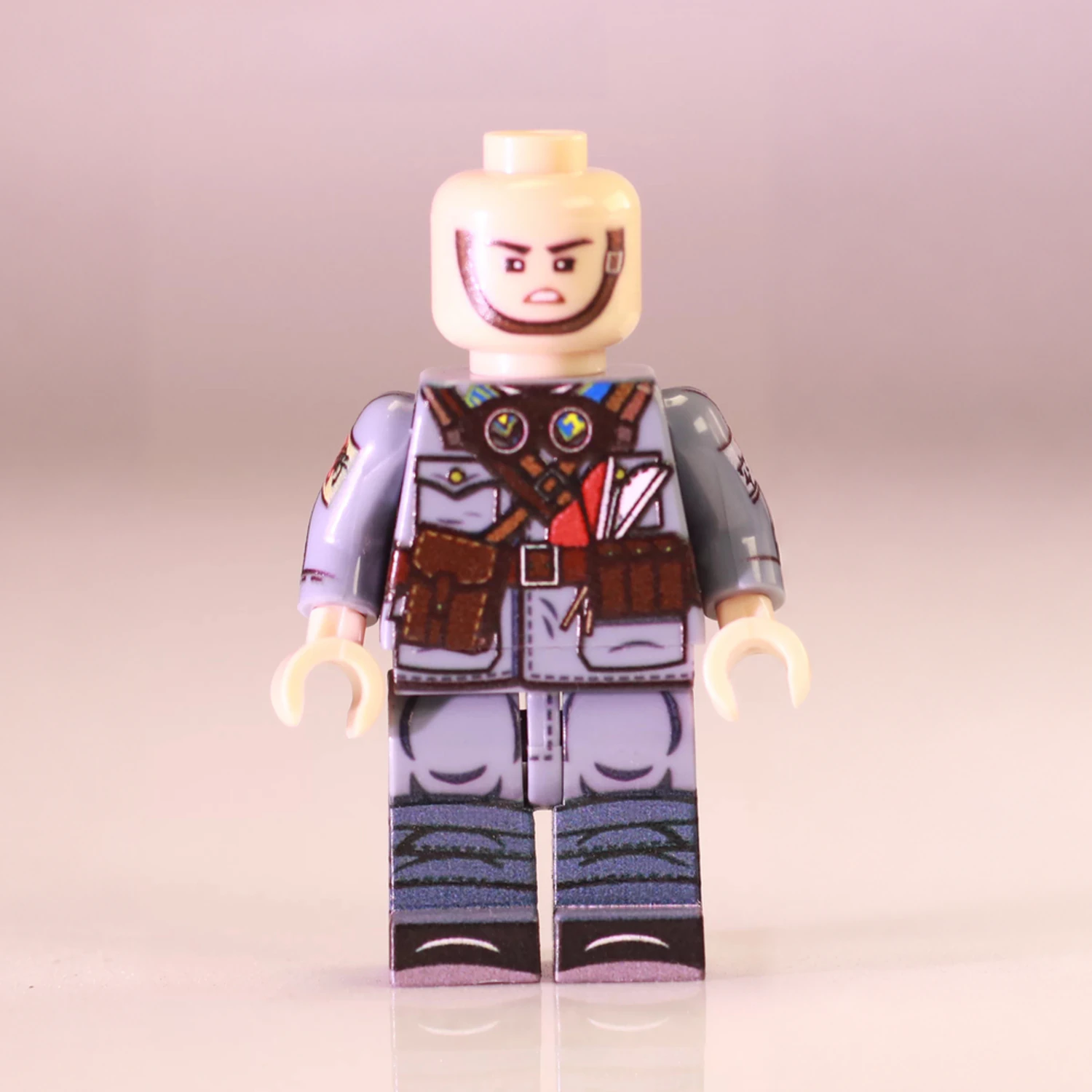 Chinese Anti Aircraft Gunner (signal Flags And Neck Goggles) Republican Era Front View – Custom Printed Brick Block Figure