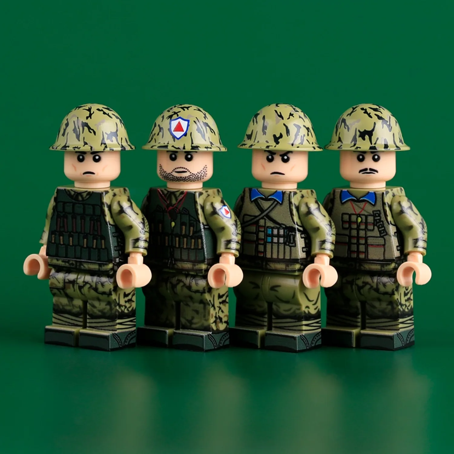Chinese Pla Soldier Squad (four Soldiers Front View) Vietnam War 1985 – Custom Printed Brick Block Figure