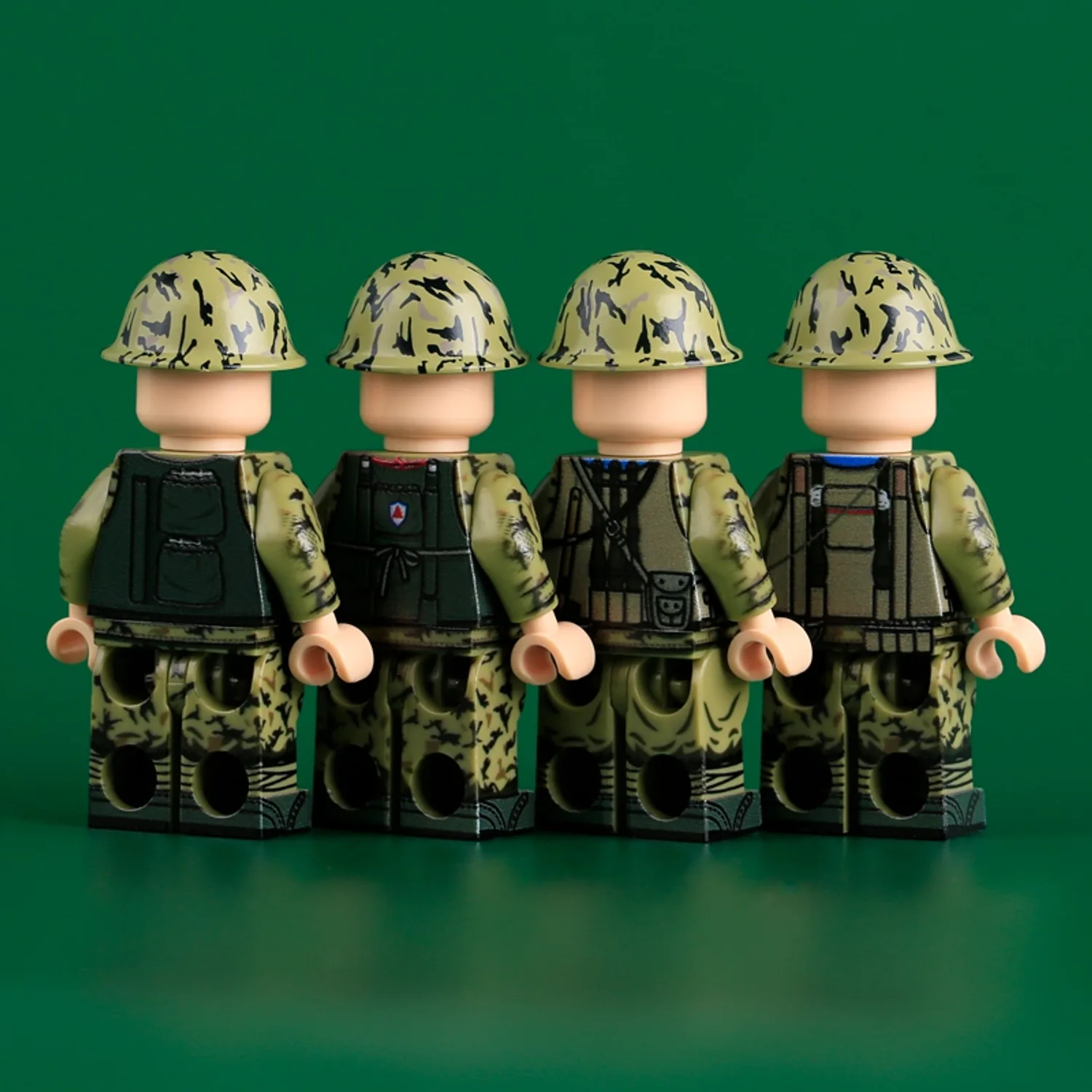 Chinese Pla Soldier Squad (four Soldiers Rear View) Vietnam War 1985 – Custom Printed Brick Block Figure