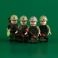 Chinese Pla Soldier Squad (four Soldiers With Weapons) Vietnam War 1985 – Custom Printed Brick Block Figure