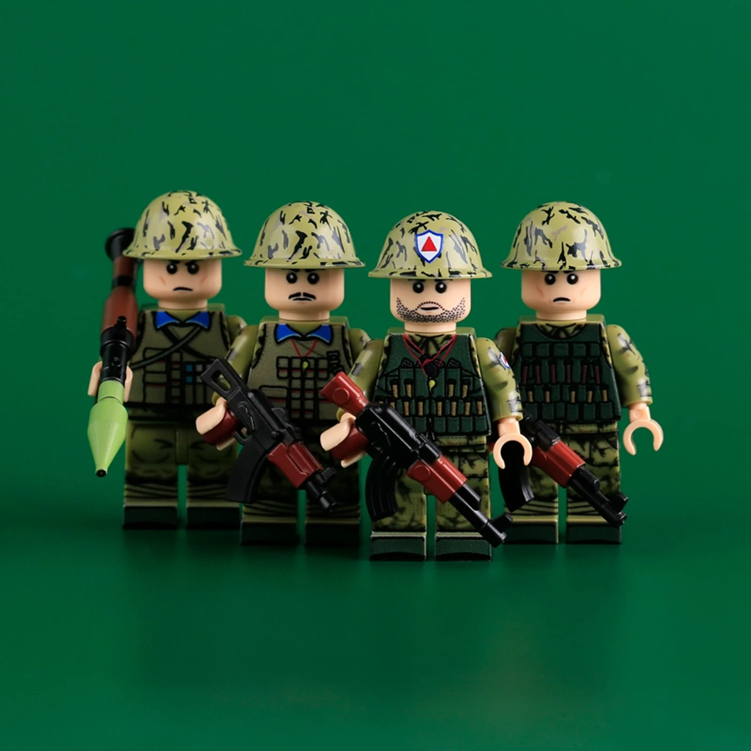 Chinese Pla Soldier Squad (four Soldiers With Weapons) Vietnam War 1985 – Custom Printed Brick Block Figure