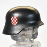 Croatian Volunteer Combat Helmet (Stahlhelm Style) - Custom 3D Printed Miniature Accessory Parts Pieces for Brick Block Figures
