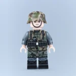 German Luftwaffe Field Division Soldier (Zeltbahn Camouflage Poncho) WWII - Custom Printed Brick Block Figure
