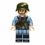 German Luftwaffe Flak Regiment 42 Crewman (Blue-Grey Uniform & Gas Mask Canister) WWII - Custom Printed Brick Block Figure