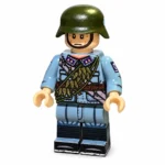 German Luftwaffe Flak Regiment 42 Crewman (Blue-Grey Uniform with Rolled Zeltbahn) WWII - Custom Printed Brick Block Figure