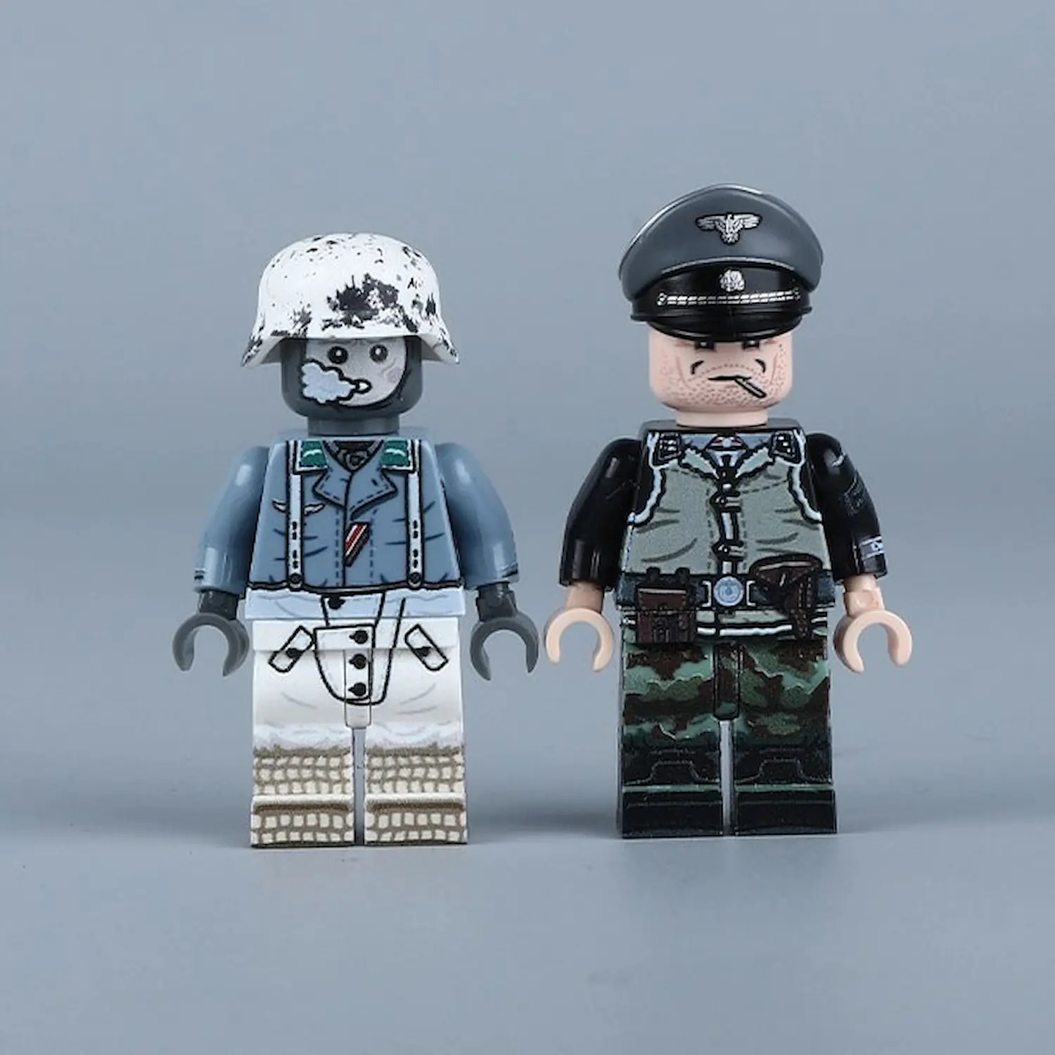 German Luftwaffe Ground Forces Duo (winter Infantry & Panzer Officer) Wwii Custom Printed Brick Block Figure