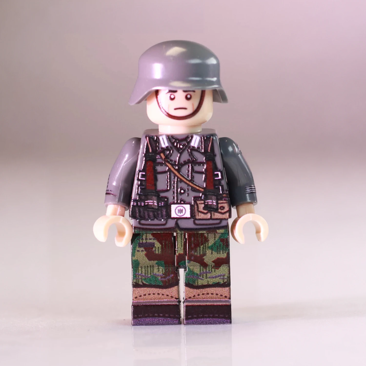 German Normandy Soldier (green Camouflage Trousers) Wwii Custom Printed Brick Block Figure